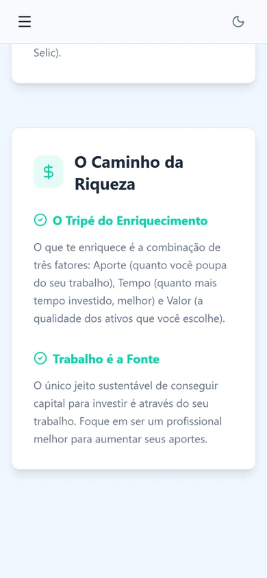 Roteiro do Iniciante no celular: o tripé do enriquecimento, aporte, tempo e valor